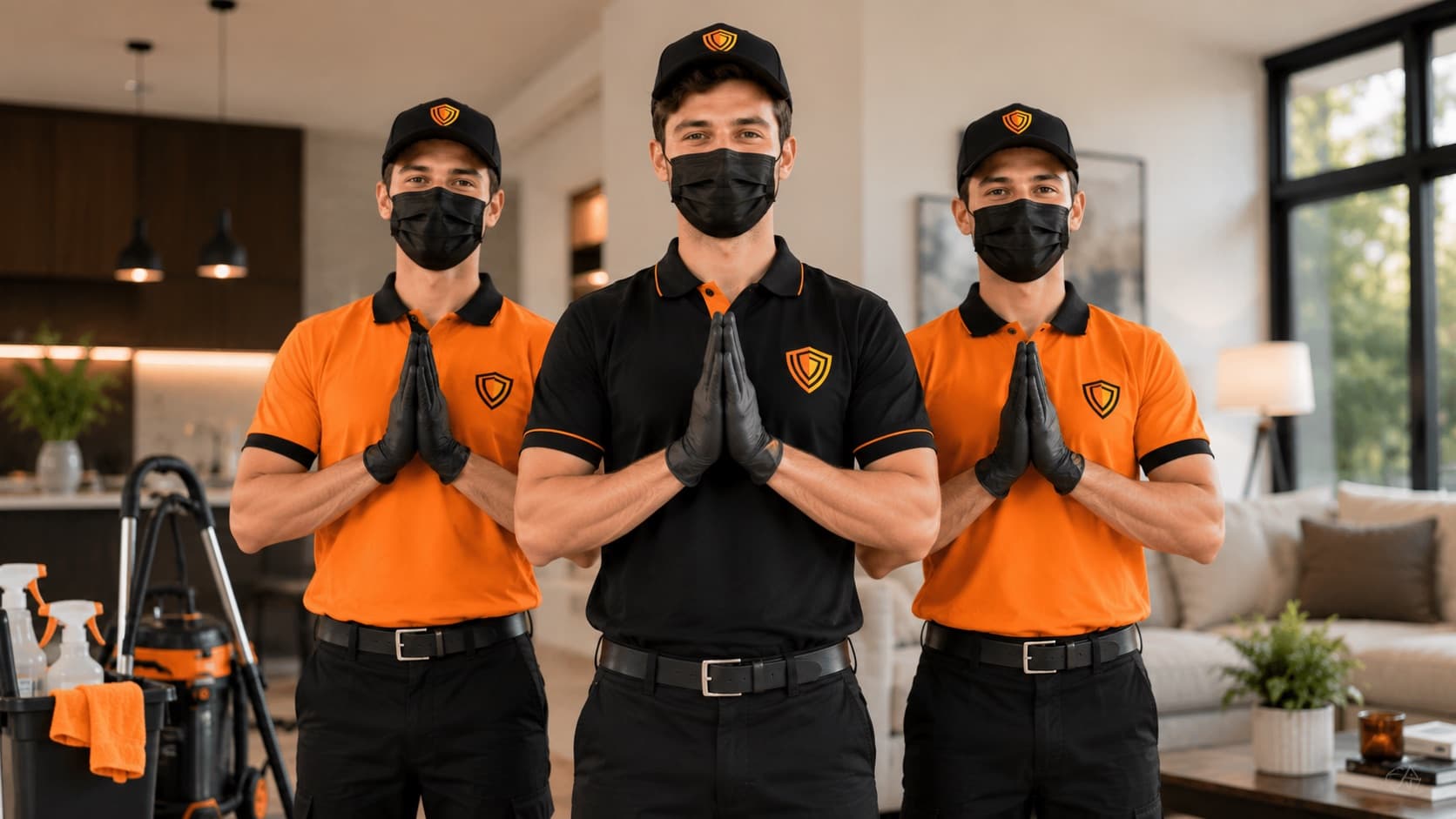 J-Guard cleaning crew in uniform, ready for service