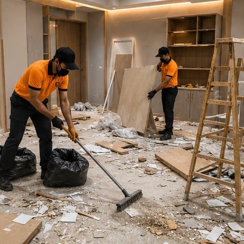 J-Guard crew clearing post-construction debris